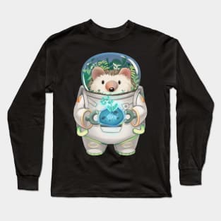 Solarpunk Astronaut Hedgehog Long Sleeve T-Shirt